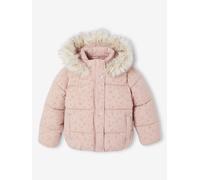 Doudoune à capuche fille doublée maille polaire rose poudré 12A