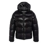 Doudoune à capuche noire matelassée en nylon avec une coupe droite 2XL