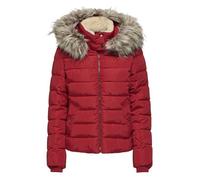 Doudoune à capuche rouge unie avec une coupe droite et des manches longues XS