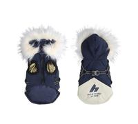 Doudoune À Col Haut pour Chien, Résistante Au Froid, Coupe-Vent, Imperméable, Manteau À Capuche pour Animaux De Compagnie, Schnauzers, Bouledogues, Chihuahuas, Carlins,Bleu,XL