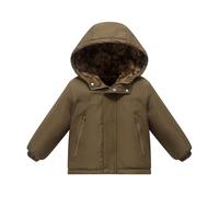 Doudoune Ado Garcon,Doudoune d'hiver Chaude et épaisse pour Fille Veste à Capuche Outdoor isolée Douce Coupe-Vent idéale Temps Froid (Coffee, 11-12 Years)