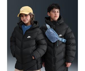 Doudoune ample mi-longue Therma-FIT Nike All Day Play pour ado Noir/Blanc M