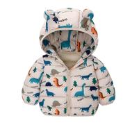 Doudoune Bébé Unisexe Fille Garçon à Capuche Oreilles 3D Manteau Hiver Chaud et Léger Veste Enfant Rembourrée avec Fermeture Zippée et Poches Blouson Imprimé Doux Tenue Extérieur