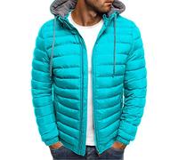 Doudoune Blouson Homme Hiver Chaud Manteau épais Veste Moto épaissir Chaud Slim Manteau à Capuche Hiver Veste Matelassée Zipper Basique Jacket Couleur Unie Bon Marché avec Cordon