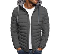 Doudoune Blouson Homme Hiver Chaud Manteau épais Veste Moto épaissir Chaud Slim Manteau à Capuche Hiver Veste Matelassée Zipper Basique Jacket Couleur Unie Bon Marché avec Cordon