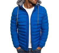 Doudoune Blouson Homme Hiver Chaud Manteau épais Veste Moto épaissir Chaud Slim Manteau à Capuche Hiver Veste Matelassée Zipper Basique Jacket Couleur Unie Bon Marché avec Cordon