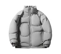 Doudoune Brillante Homme Veste Automne Manteau Chaud, Manteau Courtes sans Capuche Zipper Coupe Ajustée Doudoune Homme Matelassée Basique Couleur Unie Blousons Épais Épaissir Coupe-Vent Casual