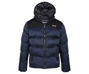 Doudoune capuche empiÃšcements + broderie femme Schott Bleu L