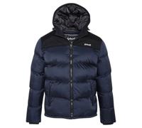 Doudoune capuche empiècements + broderie femme Schott Bleu L