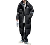 Doudoune Chaude épaissie pour Hommes Hiver Ample Sports de Plein air Coupe-Vent Doudoune mi-Longue Unisexe Tendance décontractée Doudoune à Capuche (Noir,L)