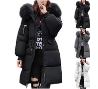 Doudoune Chaude Mi Longue Femme, Doudoune Femme en Duvet De Canard, 2025 Nouveau Manteau Molleton Manteaux D'Extérieur Hiver Veste avec Zippé Hoodie Décontracté Polyvalent Trench Épais Manteau