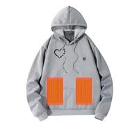 Doudoune Chauffante,Manteau Chauffant Homme,Hoodie Chauffant pour Homme et Femme - Pull à Capuche Hiver Veste extérieure chauffante avec 5 éléments de Chaleur Sweat Outdoor Polyvalent (Grey, L)