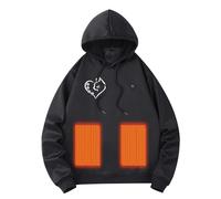 Doudoune Chauffante,Pull pour Homme et Femme vêtement Chauffant d'hiver avec Capuche Hoodie Unisexe réchauffant doté de 5 éléments Chauffants Gilet et Sweat-Shirt extérieur (Black, L)