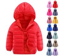 Doudoune coupe-vent imperméable pour filles et garçons - Manteau d'hiver matelassé à capuche - Manteau léger et chaud à fermeture éclair avec poches - Tenues d'automne et d'hiver, rose vif, 14-15 ans