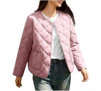 Doudoune courte et ample pour femme, couleur unie, manteau d'hiver thermique pour vacances, voyage, disponible en grandes tailles (rose XXXXXL)