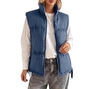 Doudoune Courte Sans Manche Femme Puffer Col Montant Gilet Épais Hiver Chic | Doudoune Courte Sans Manche Style Puffer Tendance Avec Cordon De Serrage À La Taille Pour Un Look Streetwear Moderne
