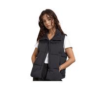 Doudoune courte sans manches pour femme en noir - Col montant élégant M/L