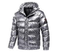 Doudoune d'hiver chaude pour homme - Noir - Longue - Bomber noir - En coton - Avec capuche - Veste d'hiver sportive, d'extérieur - Veste chaude de protection contre l'eau, gris, L