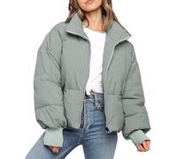 Doudoune D'hiver For Femme, Doudoune Coupe Courte For Femme Avec Un Large Col Montant, Veste D'hiver Moderne For Femme, Coupe Courte, Doudoune Matelassée, Doudoune D'hiver Avec Poches ( Color : Blue ,