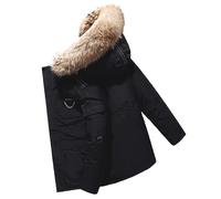 Doudoune D'hiver For Hommes, Veste De Ski Imperméable, Parka, Veste De Travail D'extérieur Avec Capuche Amovible, Vêtements De Travail (Color : Black, Size : M)