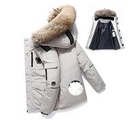 Doudoune D'hiver For Hommes, Veste De Ski Imperméable, Parka, Veste De Travail D'extérieur Avec Capuche Amovible, Vêtements De Travail (Color : White, Size : M)