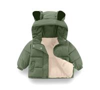 Doudoune d'Hiver pour Bébé, Manteau avec Capuche, Chaude et Mignonne, Oreilles d'Ours en Peluche, Veste en Coton pour Garçons et Filles, 1 à 7 Ans (FR/ES, Âge, 5 ans, 6 ans, Taille normale, Vert)