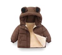 Doudoune d'Hiver pour Bébé, Manteau avec Capuche, Chaude et Mignonne, Oreilles d'Ours en Peluche, Veste en Coton pour Garçons et Filles, 1 à 7 Ans (FR/ES, Âge, 6 ans, 7 ans, Taille normale, Marron)