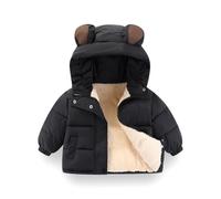Doudoune d'Hiver pour Bébé, Manteau avec Capuche, Chaude et Mignonne, Oreilles d'Ours en Peluche, Veste en Coton pour Garçons et Filles, 1 à 7 Ans (FR/ES, Âge, 2 ans, 3 ans, Taille normale, Noir)