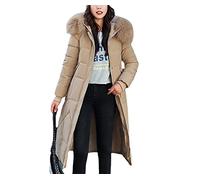 Doudoune d'hiver pour Femme Mode Doudoune Manteau d'hiver à Capuche Veste Longue Fermeture éclair Doudoune Manteau Extra Long avec Veste Longue Chaude et épaisse (Kaki,L)