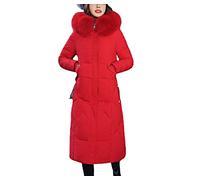 Doudoune d'hiver pour Femme Mode Doudoune Manteau d'hiver à Capuche Veste Longue Fermeture éclair Doudoune Manteau Extra Long avec Veste Longue Chaude et épaisse (Rouge,M)
