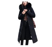 Doudoune d'hiver pour Femme Mode Doudoune Manteau d'hiver à Capuche Veste Longue Fermeture éclair Doudoune Manteau Extra Long avec Veste Longue Chaude et épaisse (Noir,L)