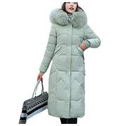 Doudoune d'Hiver pour Femme Mode Manteau à Capuche Veste Longue Fermeture Éclair Extra Long Chaude et Épaisse (Vert, XXL)