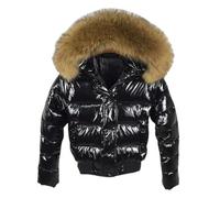 Doudoune douce et brillante pour femme, veste courte en fourrure synthétique, veste épaisse et chaude, noir 2, XXL