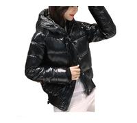 Doudoune douce et brillante pour femme, veste courte en fourrure synthétique, veste épaisse et chaude, Sans fourrure - Noir, S