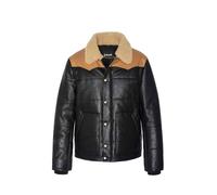 Doudoune en cuir Schott ref 55489 Noir Cognac XXL