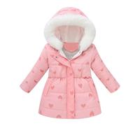Doudoune Enfant Fille Manteau Chaud Hiver à Fleurs Veste à Capuche Fourrure Parka Longue Manteaux Imperméable Filles Vêtement pour 4-12 Ans Sorties Hivernales #F5