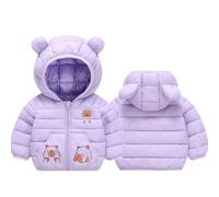 Doudoune Enfant Garçon Fille Manteau Hiver, Veste à Capuche Manteaux Long Épais Blouson Couleur Unie Coupe Vent Rembourré Matelassé Doublure Tissu Thermique