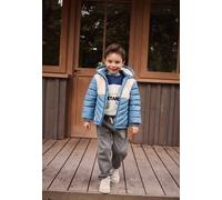 Doudoune enfant imperméable doublée polaire avec capuche tao bleu 24M(86CM)