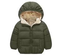 Doudoune épaisse à Capuche pour garçon 2-6 Ans - Ablation du Froid Quotidien et Loisirs Scolaires enveloppe Chaude et Pratique pour l’Automne et l’Hiver (Army Green, 3-4Years)