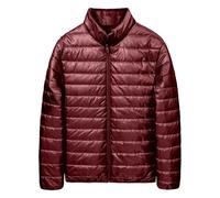 Doudoune Femme 100 Grammes Rempli Léger Chaud Veste Hiver Anti-Vent Matelassée Piumini Sans Capuche Manches Longues Grande Taille Élégant Manteau Décontracté Demi-Saison Veste Confortable, Vin., XXL