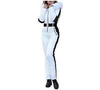Doudoune Femme Blanche - Combinaison de Sports de Plein air d'hiver pour Femmes imperméable à l'eau avec col Amovible Sports de Plein air Zipper Ski Set Trenche Grande Taille Duvet en Coton