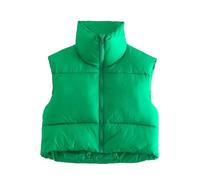 Doudoune Femme Courte, Gilet Long Chaud Femme sans Manches Manteau Chic Et Elegant Décontracté Zippé Couleur Unie Veste Thermique avec Poches Automne Hiver Chaud Gilet