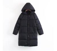 Doudoune Femme FUNMOON Avec Capuche Chaud Épaisse En Coton Mi-Longue - Noir - Fermeture Éclair L