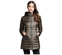 Doudoune Femme FUNMOON - Capuche Longue d'Hiver - Vert Armée en Polyester avec Fermeture Éclair XS