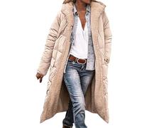Doudoune Femme Hiver Chaude Longue - Manteau Femme Hiver Chic Hauts Outdoor Coat Manche Longue Outwear Décontracté Tops Thermique Doublé en Polaire Sweat avec Poches Doudoune Couleur Pure Coat