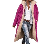 Doudoune Femme Hiver Chaude Longue - Manteau Femme Hiver Chic Hauts Outdoor Coat Manche Longue Outwear Décontracté Tops Thermique Doublé En Polaire Sweat Avec Poches Doudoune Couleur Pure Coat