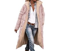 Doudoune Femme Hiver Chaude Longue - Manteau Femme Hiver Chic Hauts Outdoor Coat Manche Longue Outwear Décontracté Tops Thermique Doublé en Polaire Sweat avec Poches Doudoune Couleur Pure Coat