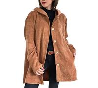 Doudoune Femme Longue Women's Corduroy Shirt Long Sleeve Button Down Hoodies Oversized Soft Solid Color Shackets Jackets Tops With Pockets Veste Manteau Femme Parka Femme Grande Taille (Yellow, XL)