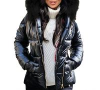 Doudoune Femme Pyrenex - Nouvelle Veste en Coton Décontractée À Col Ample Et À Capuche pour Femmes Manteau Noir avec Manches en Cuir