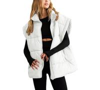 Doudoune Femme sans Manche Hiver Chaude Manteau Matelassée Légère Doudounes Ultralight Veste En Duvet Zippé Blouson Col Montant Manteaux D'hiver Chaude Mi Saison Puffer Jacket Blousons Outwear Noel